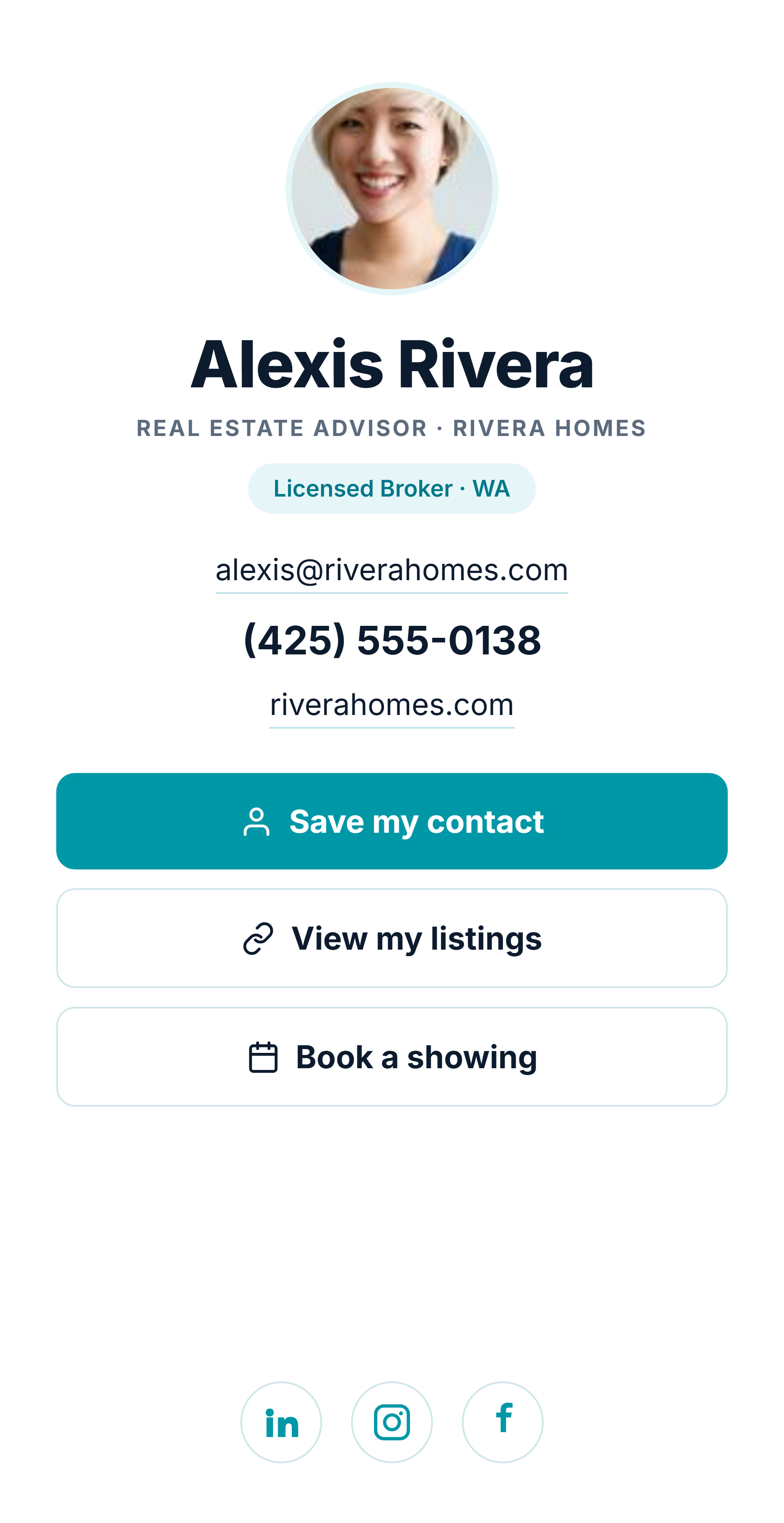 A free digital business card on a phone