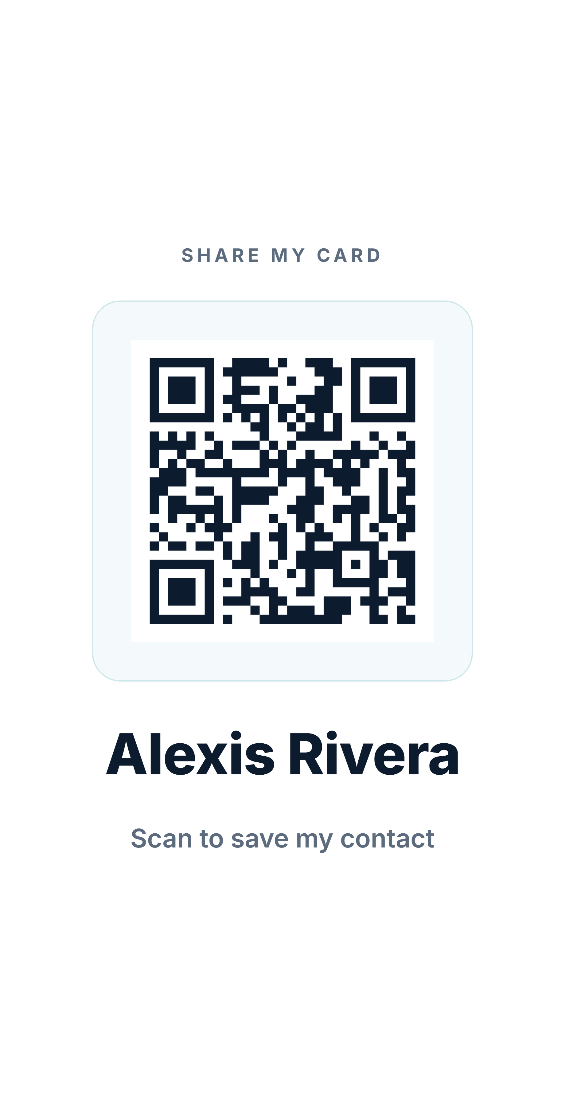 Sharing the card by QR code